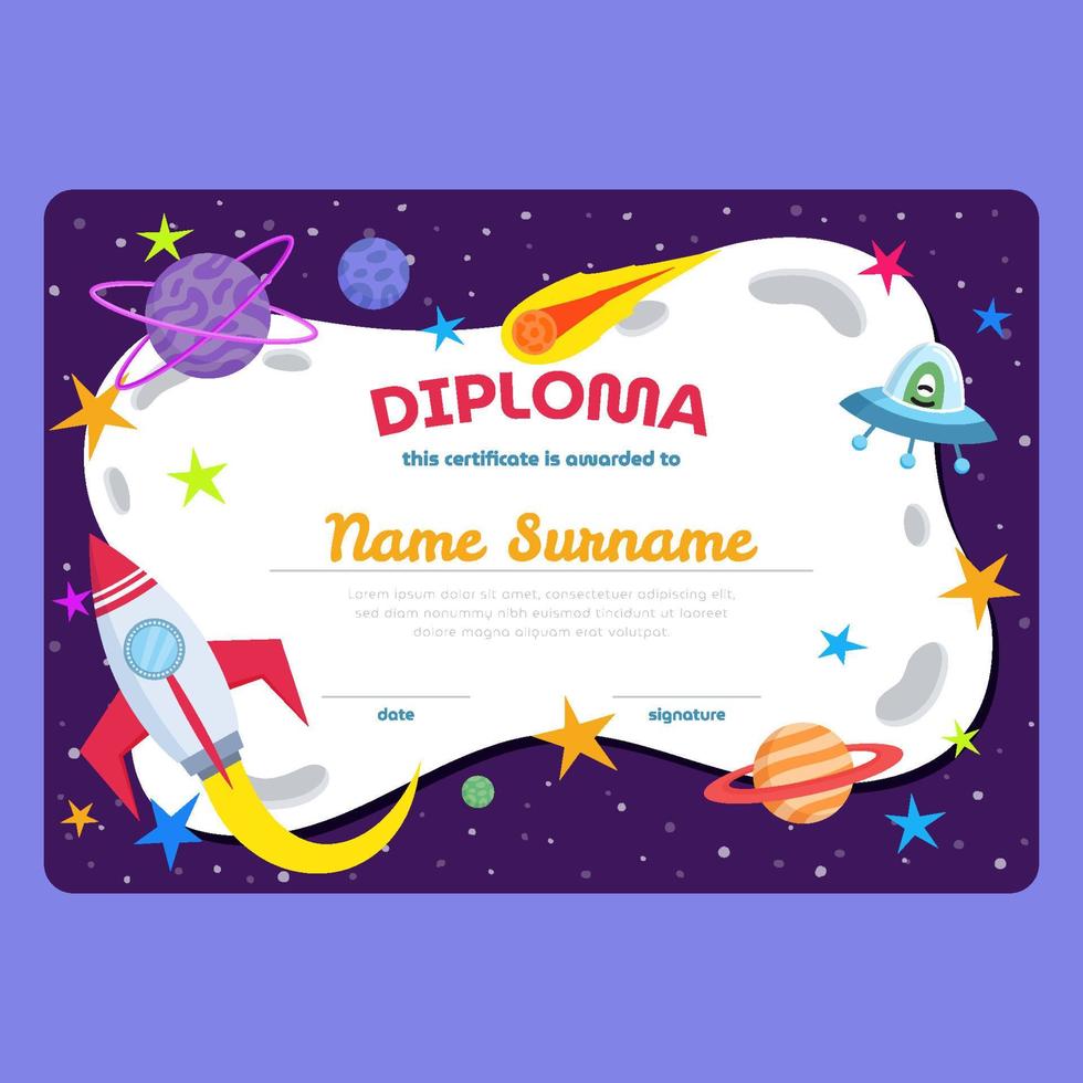 Flat Creative Playful Kids Certificate Template vector