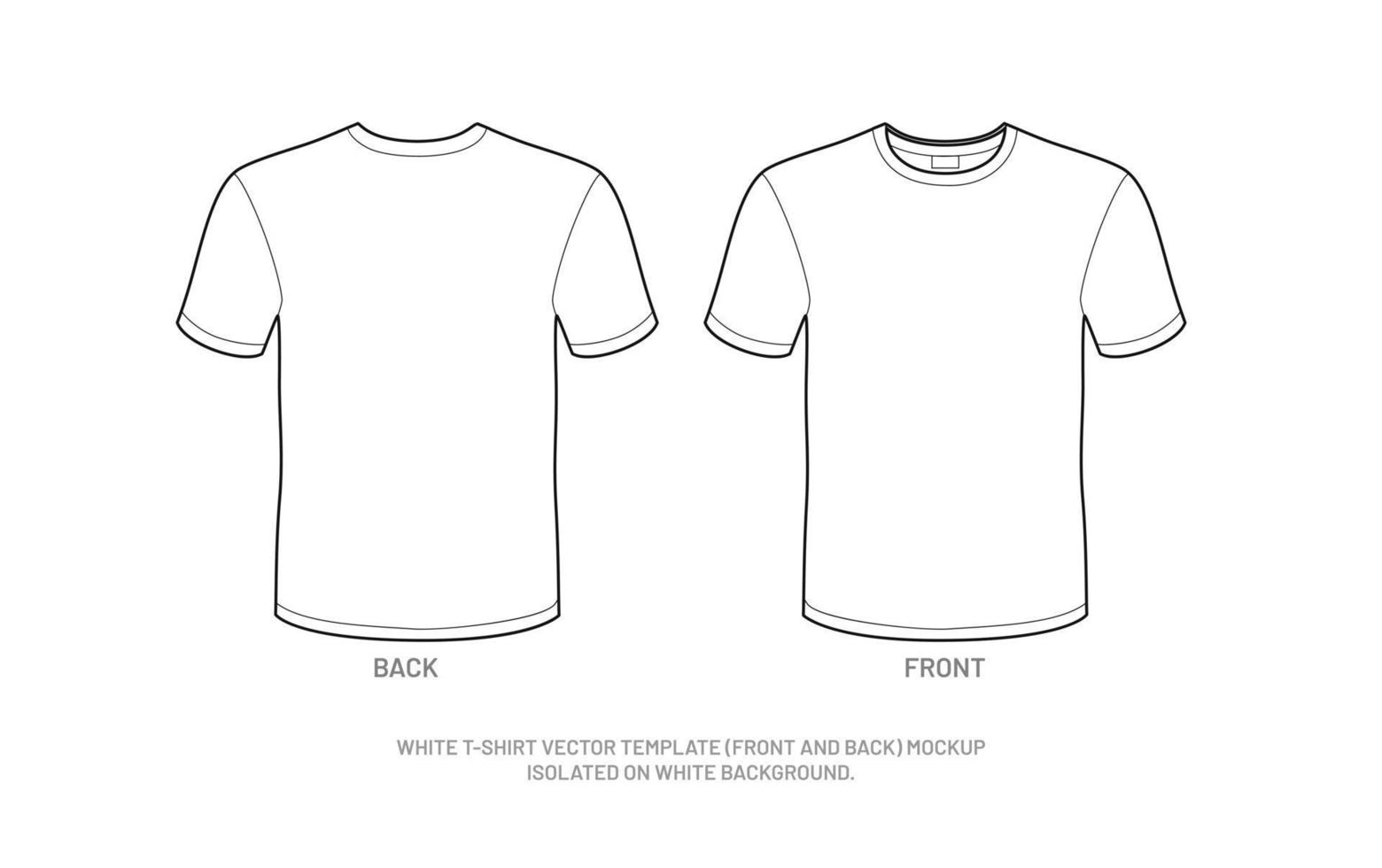 White T shirt vector template front and back mockup isolated on white background