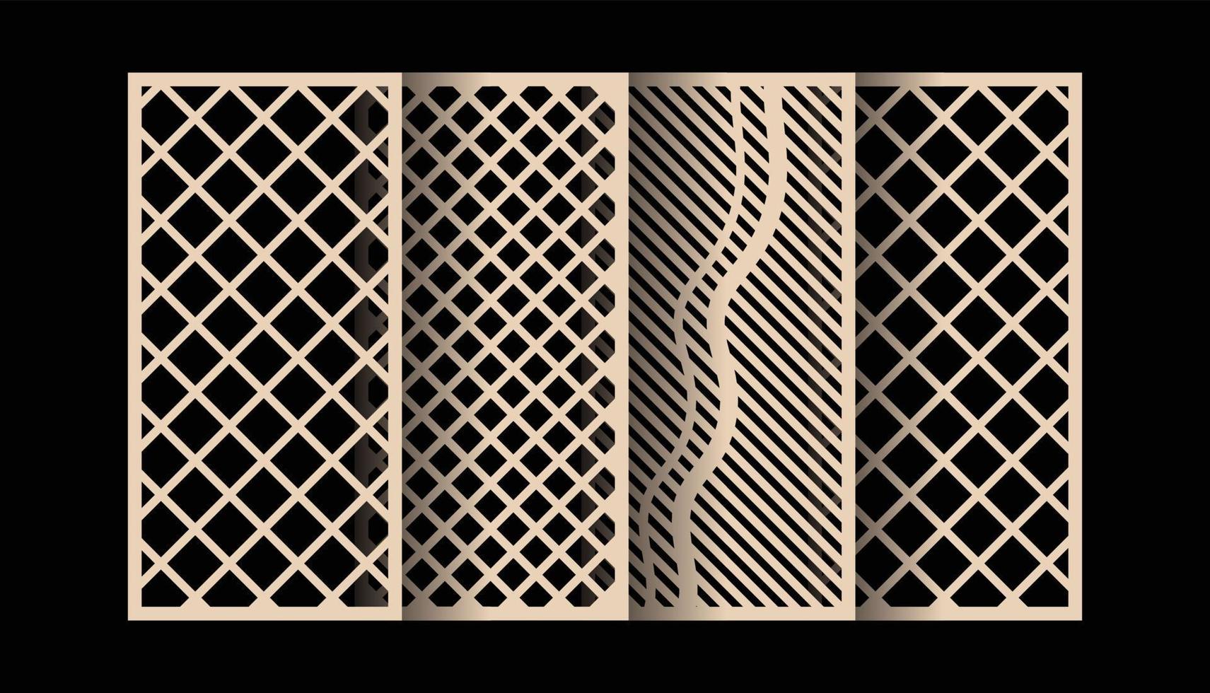 Vector set with abstract geometric shape, Laser cut patterns, CNC Design