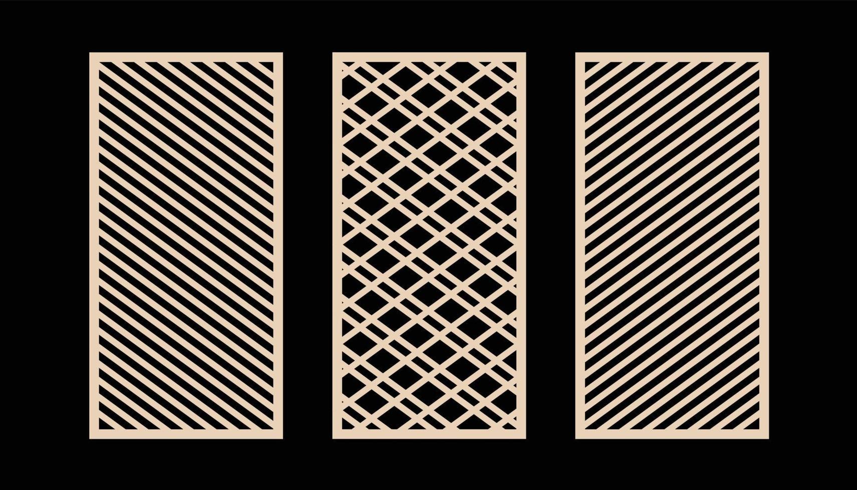 Vector set with abstract geometric ornament, lines, Laser cut patterns collection, CNC design