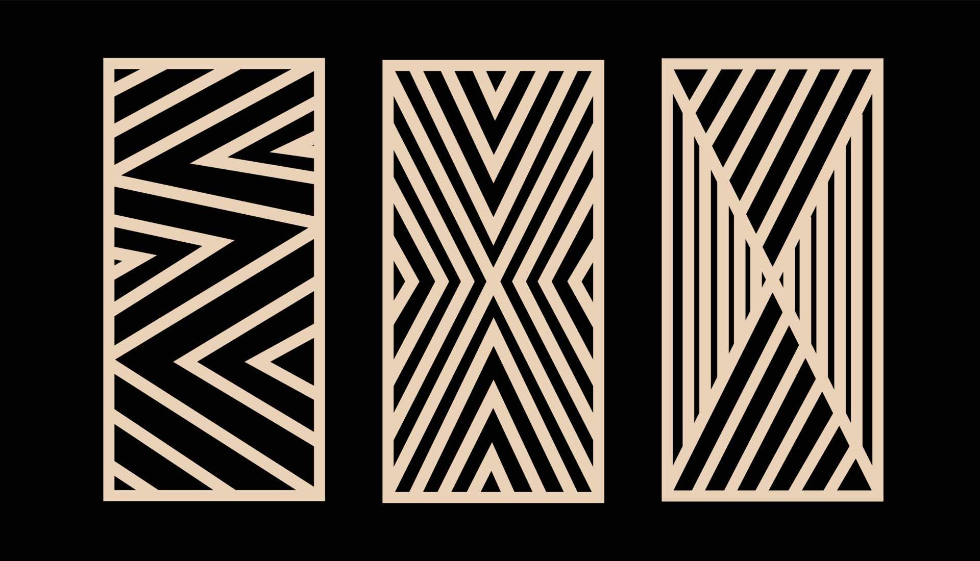 Laser cut patterns. Vector set with abstract geometric texture, lines
