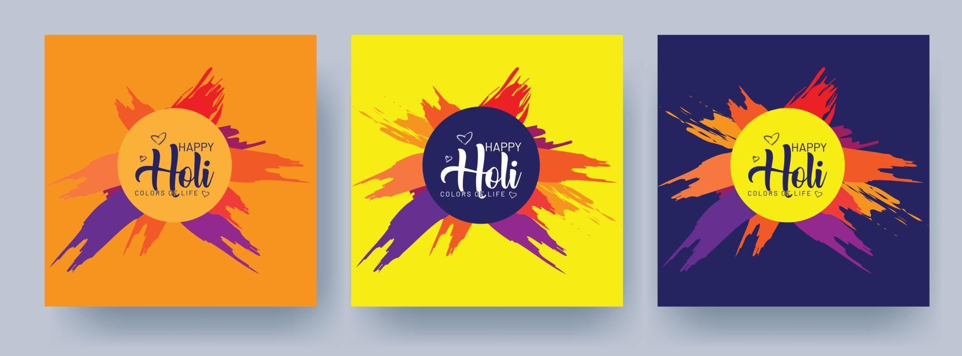 Holi festival social media post template design, colors of life vector