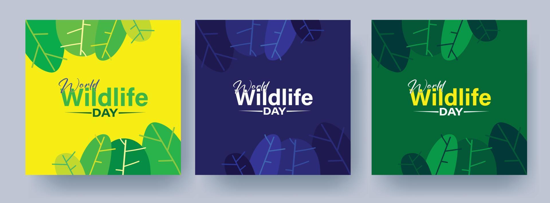 día mundial de la vida silvestre con bosque, concepto de diseño mnemotécnico vectorial, para afiches, pancartas, antecedentes, campaña y saludo vector