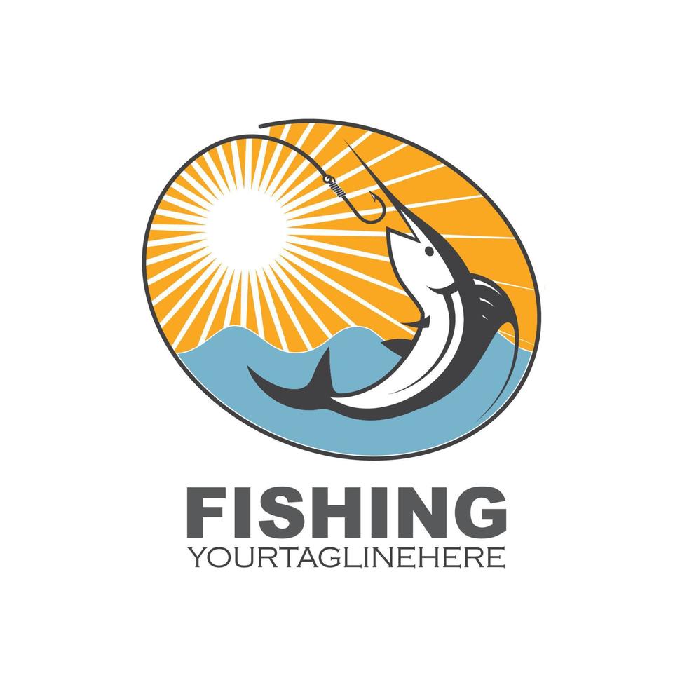 Ilustración de vector de icono de logotipo de pesca