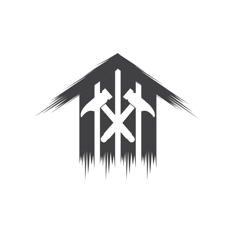 Ilustración de vector de icono de logotipo de construcción y renovación de casa