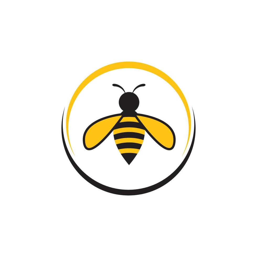 Ilustración de icono de vector de plantilla de logotipo de abeja de miel