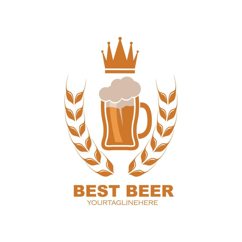 Diseño de ilustración de vector de icono de logotipo de cerveza