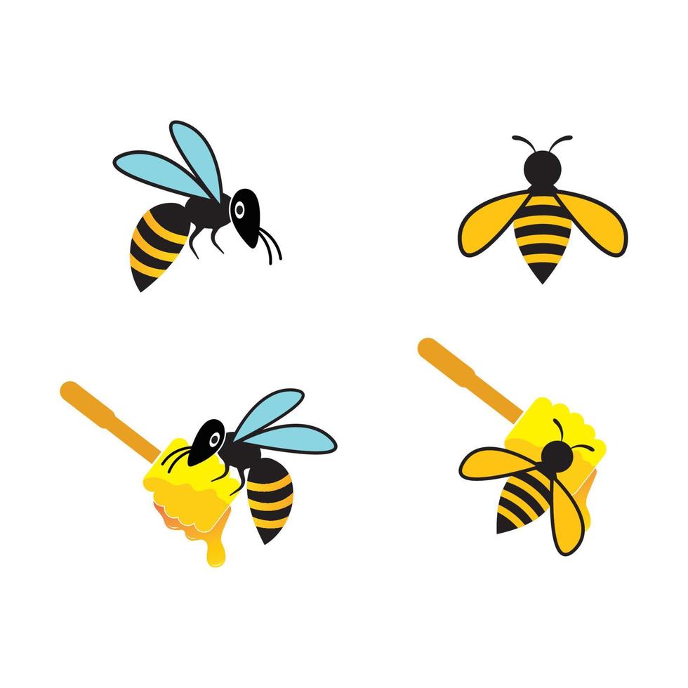 Ilustración de icono de vector de plantilla de logotipo de abeja de miel