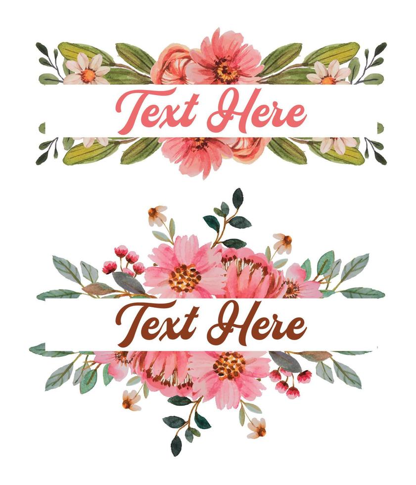 watercolor flower flower frame template vector