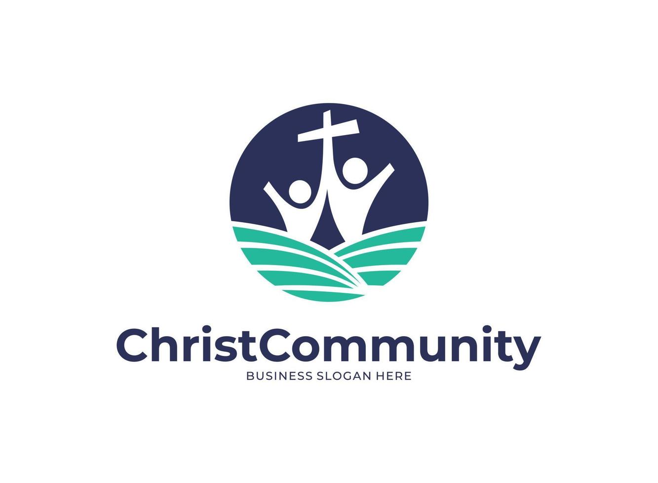 gráfico vectorial ilustrativo del concepto de diseños del logotipo de la comunidad de Cristo. perfecto para comunidad, educación, biblia, católica. vector