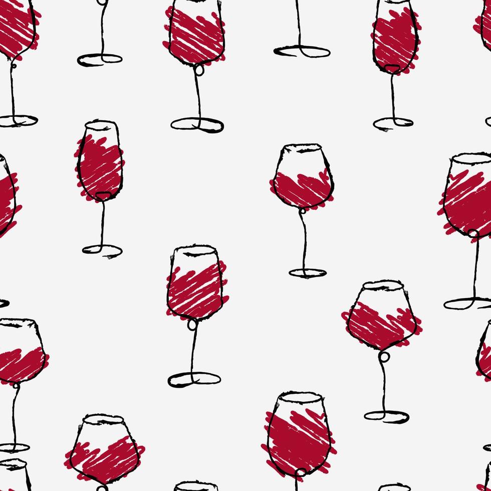 boceto dibujado a mano de acuarela de fondo transparente de copas de vino. patrón de copa de vino de cepillo grunge en blanco. para menú de bar o restaurante, invitación a cata de vinos o fiesta. salpicadura de pintura roja. vector. vector