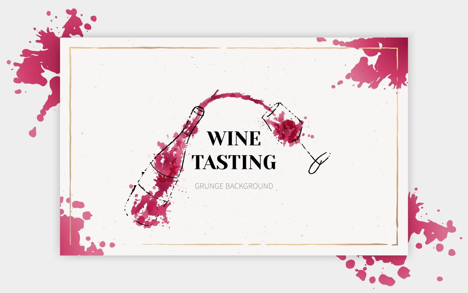 Template for flyer or banner of wine events. Liquid  watercolor effect illustration. Splashes of wine, liquid, drops. Vector design. Layout for wine list, invitation, event or party.