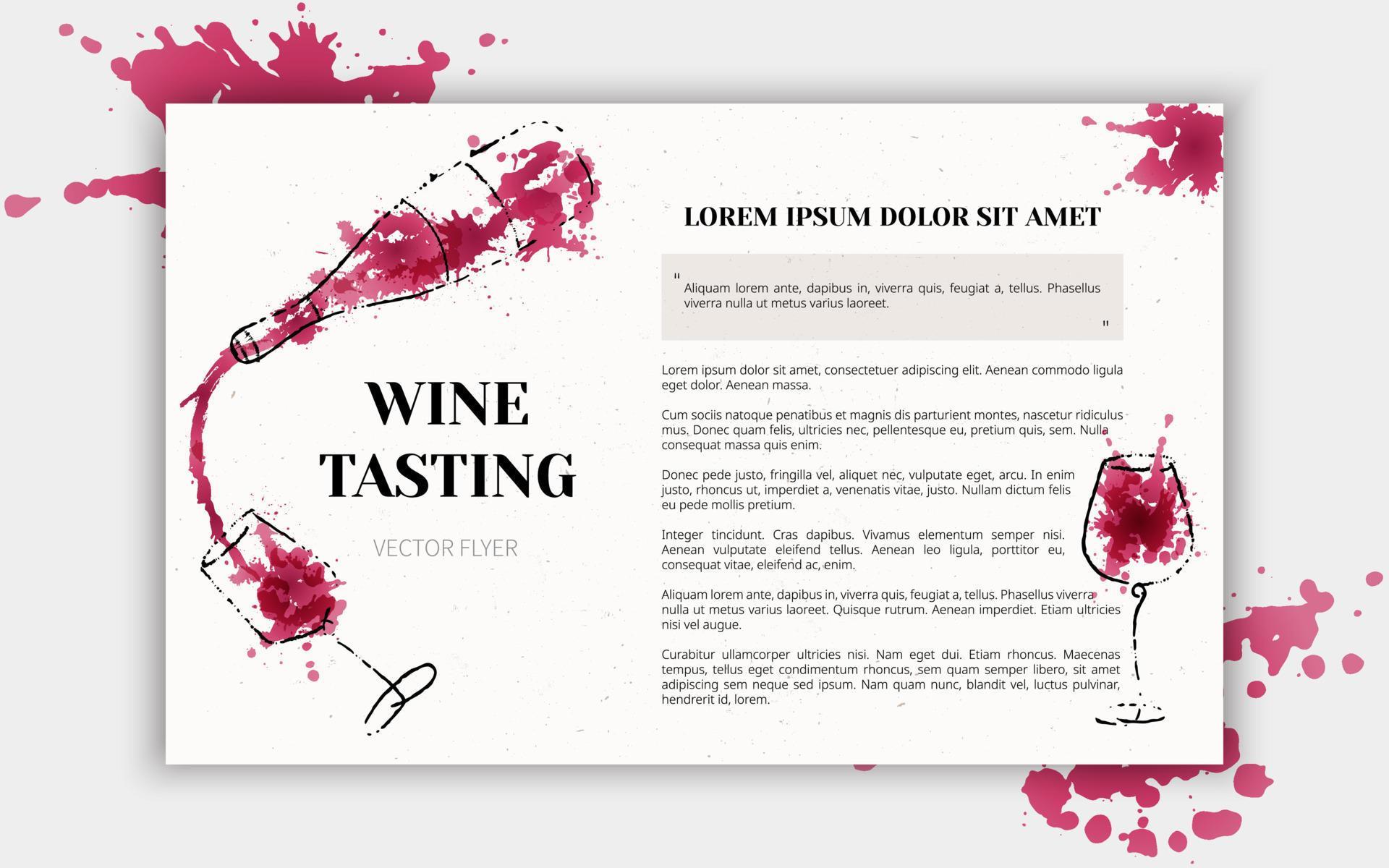 Template for flyer or banner of wine events. Liquid watercolor effect