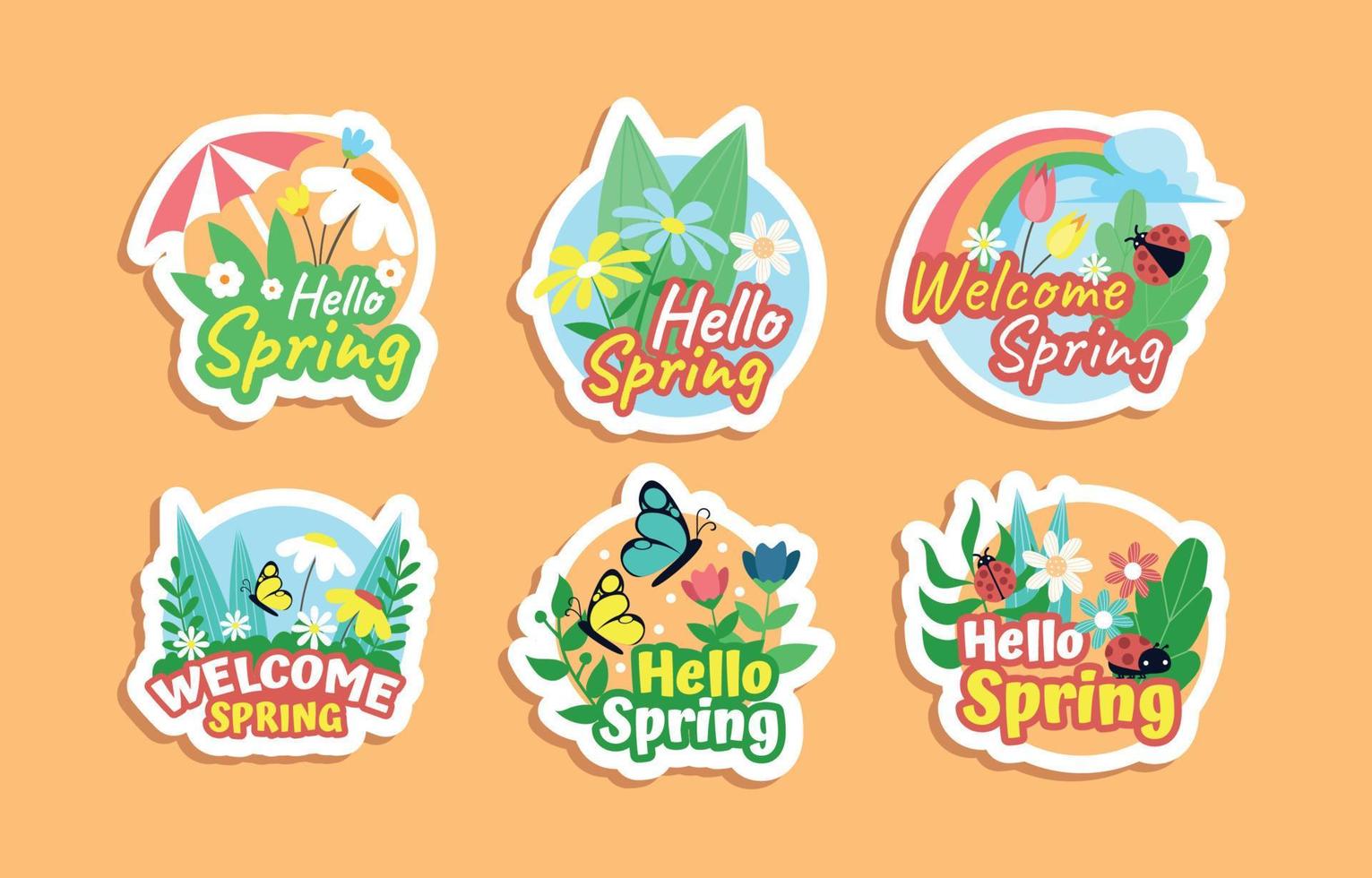 Hello Spring Stickers Pack vector