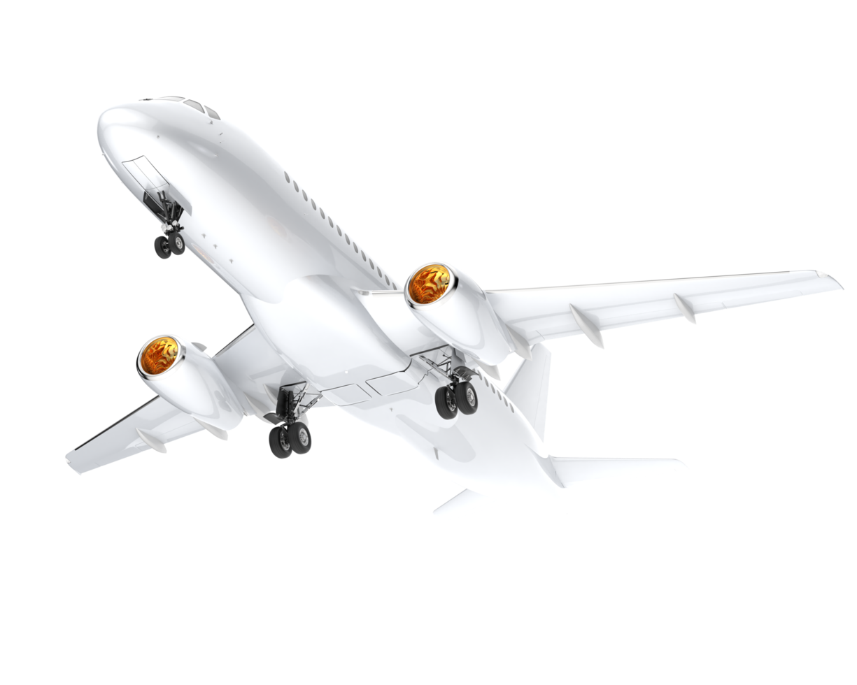 Airplane isolated on transparent background. 3d rendering - illustration png