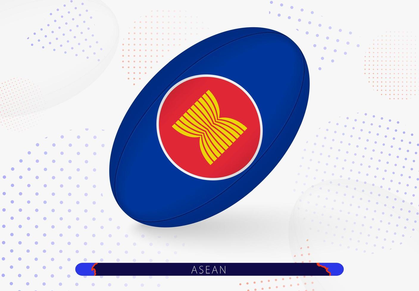 Rugby ball with the flag of ASEAN on it. Equipment for rugby team of ASEAN. vector