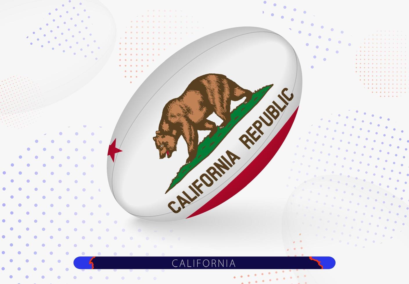 Rugby ball with the flag of California on it. Equipment for rugby team of California. vector