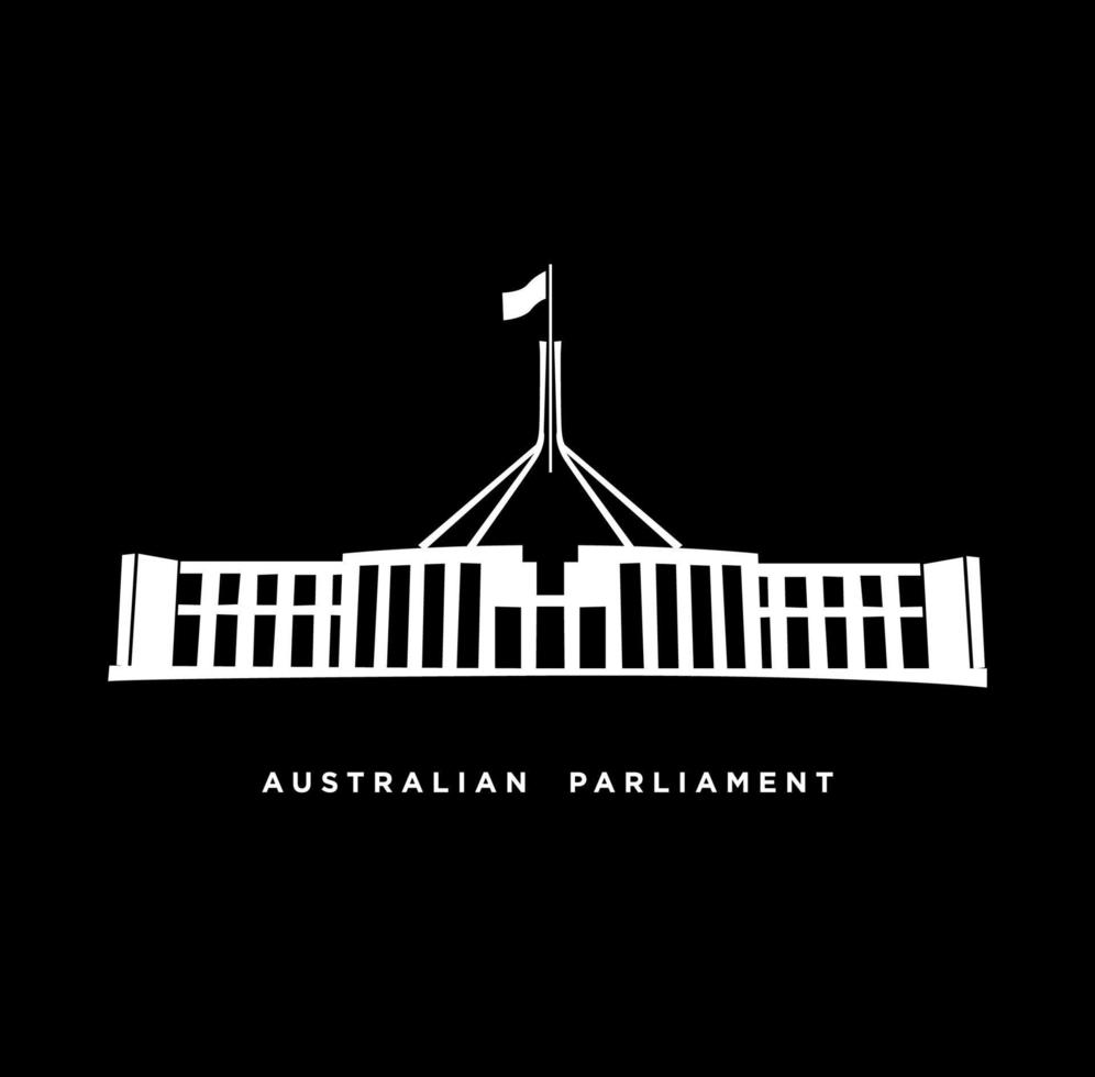 Australian parliament building icon. Australian parliament symbol vector on black background.