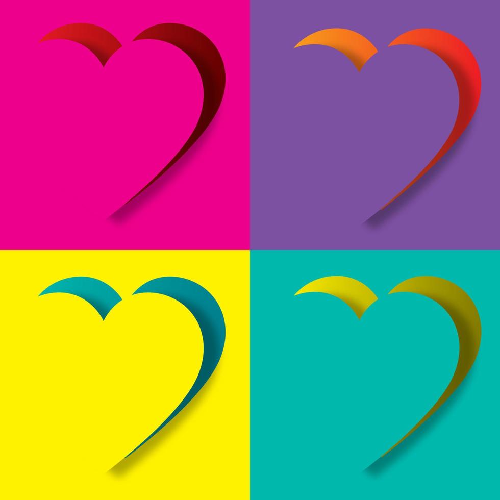 Set of Valentine's day background with color variation heart shape vector