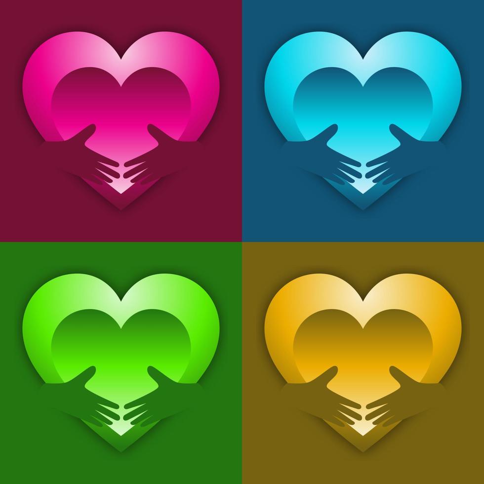 Set of Valentine's day background with color variation heart shape vector