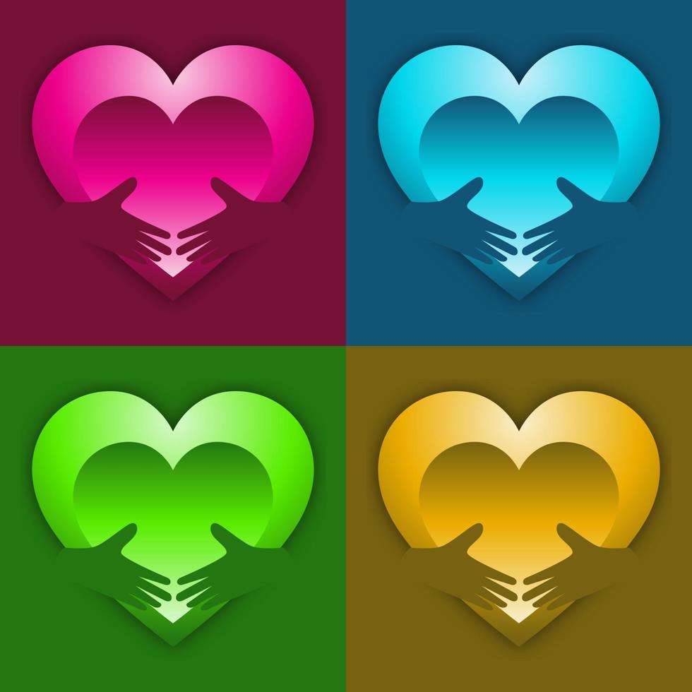 Set of Valentine's day background with color variation heart shape vector