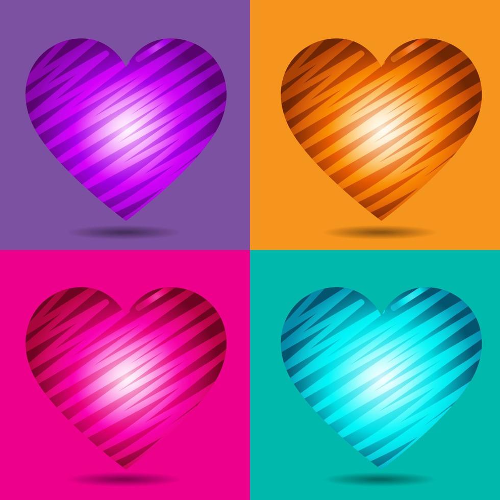 Set of Valentine's day background with color variation heart shape vector