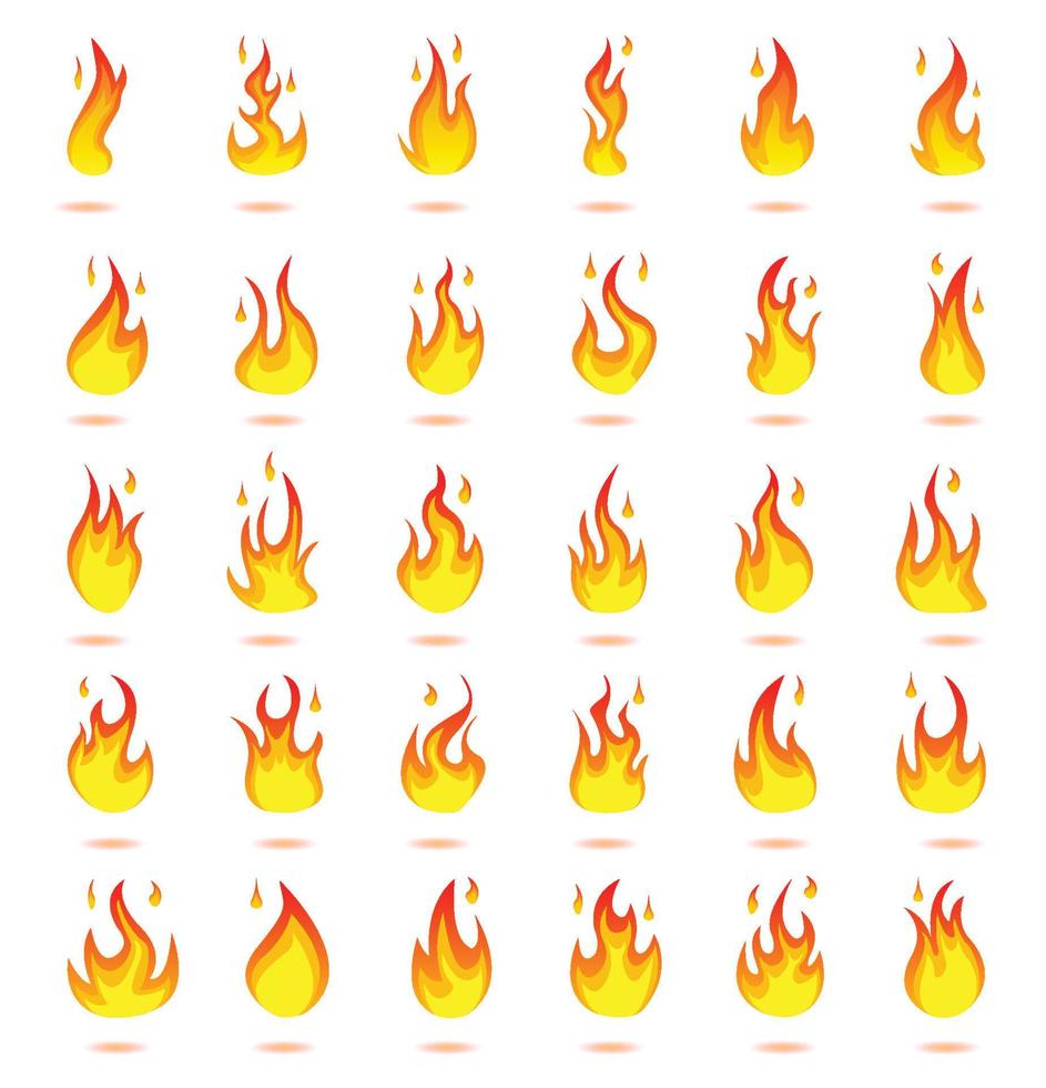 Fire flame logo, gradient color icons vector illustration isolated on white background.