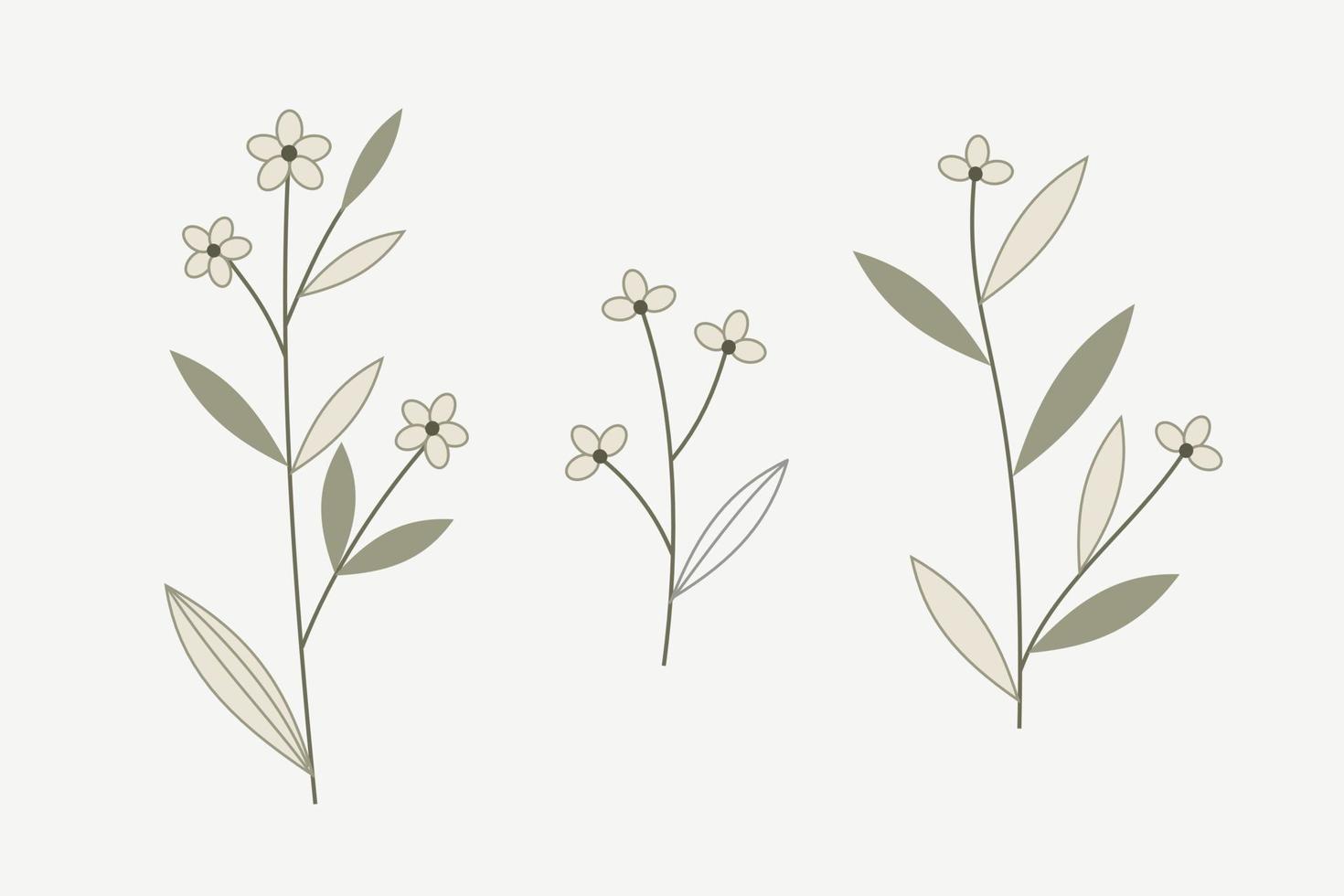 Set of minimalist flower element in pastel vector