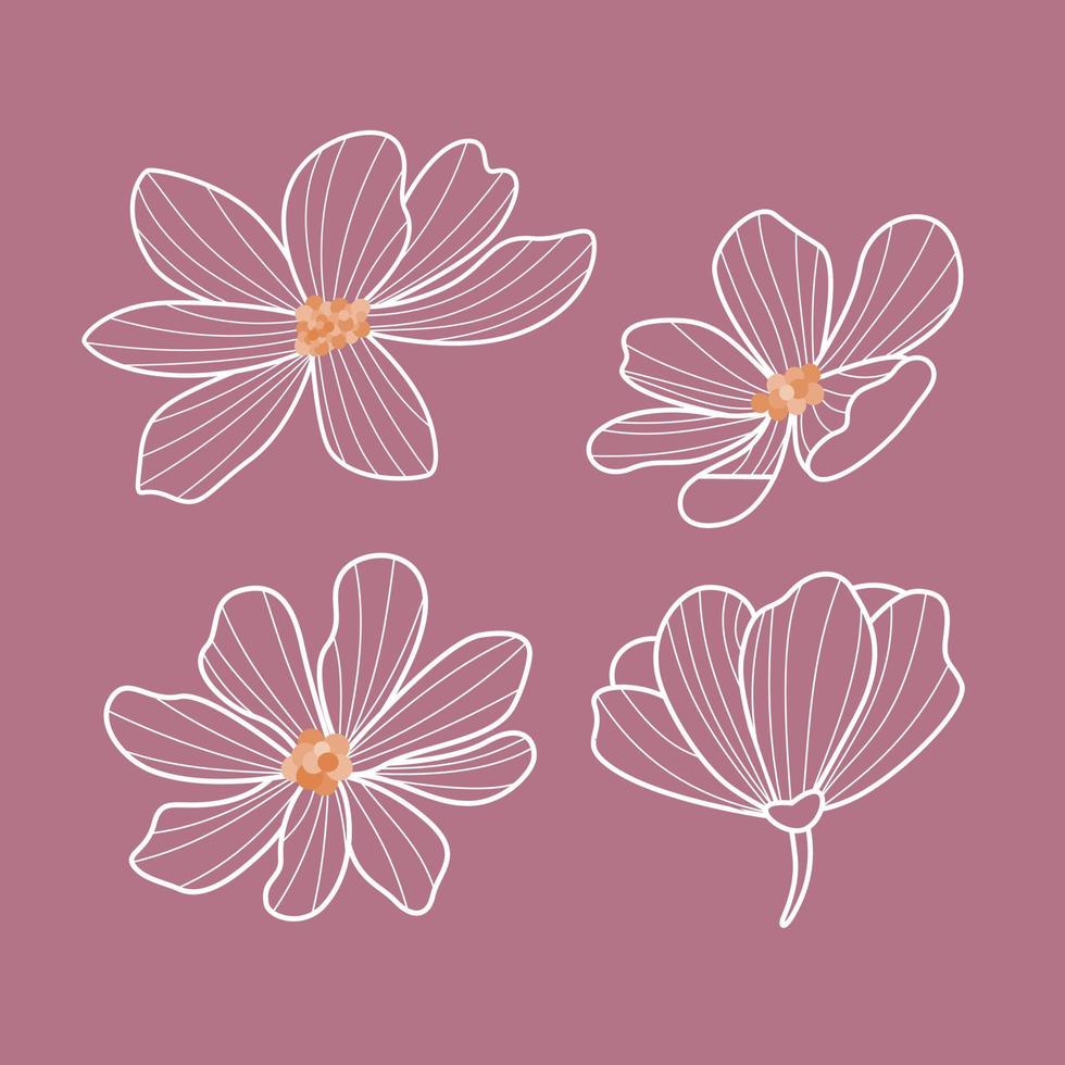 Set of art deco floral for pattern element vector