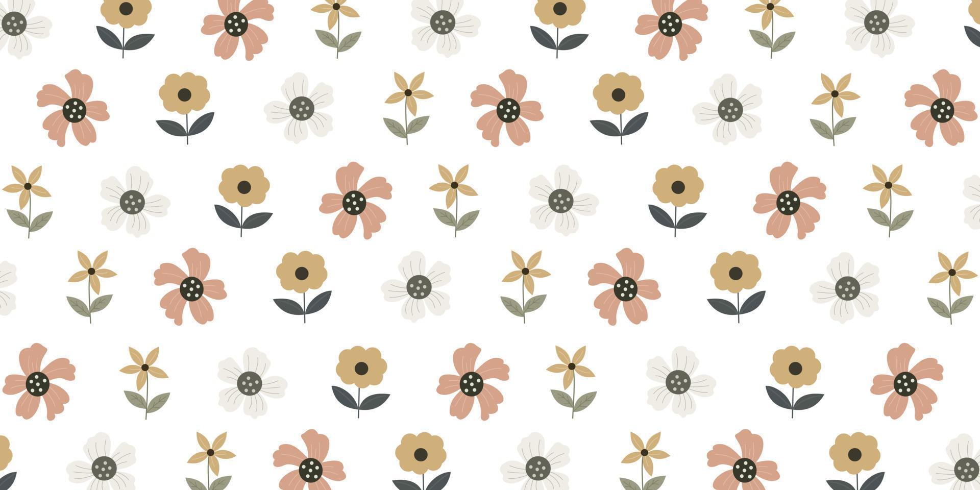 Simple flower pattern in trendy background design vector