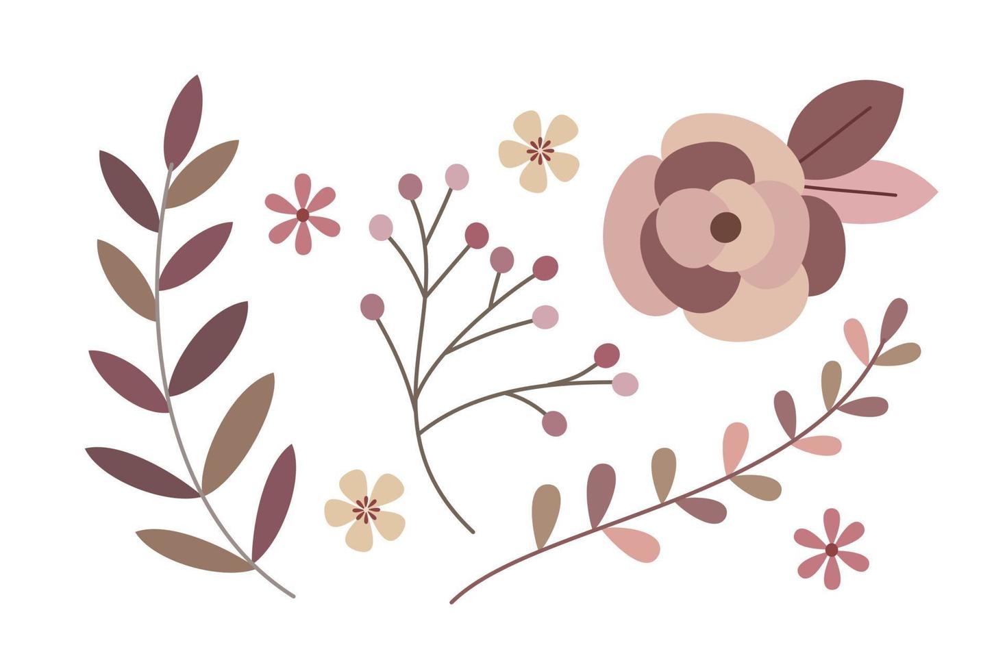 Bundle of spring floral design element vector