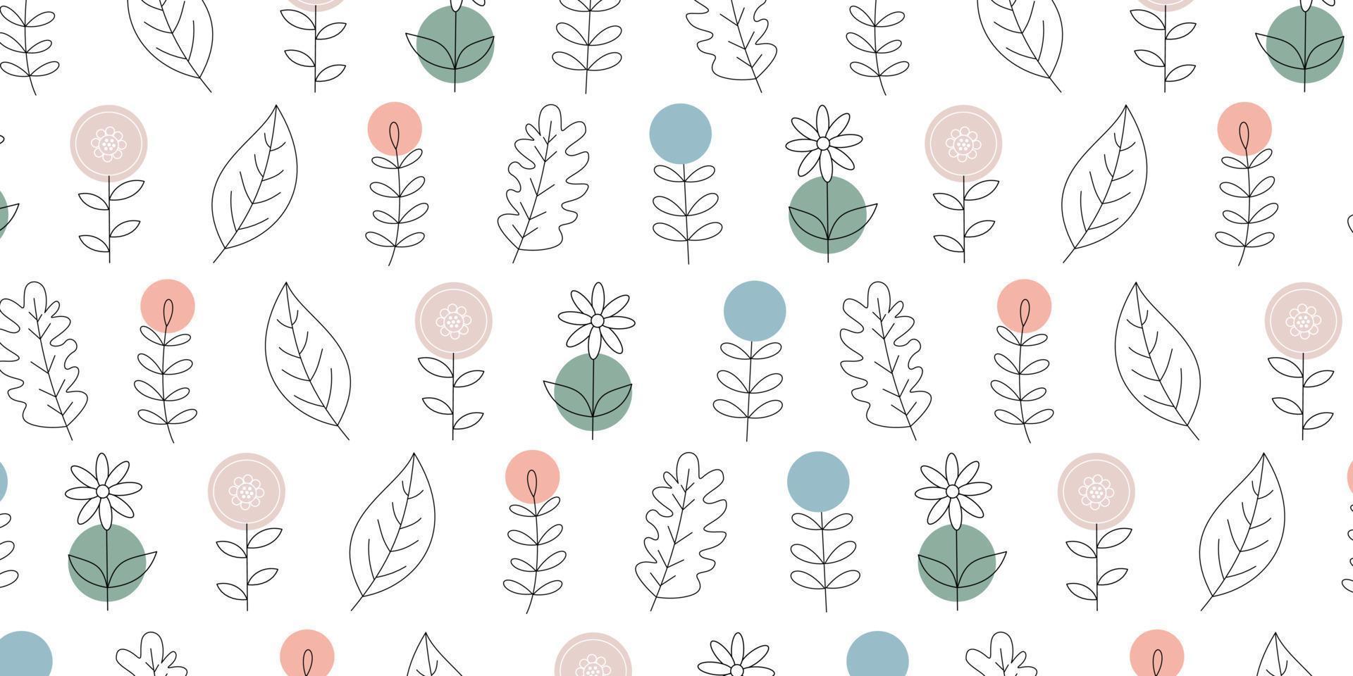 Abstract minimalist pastel floral pattern for background vector