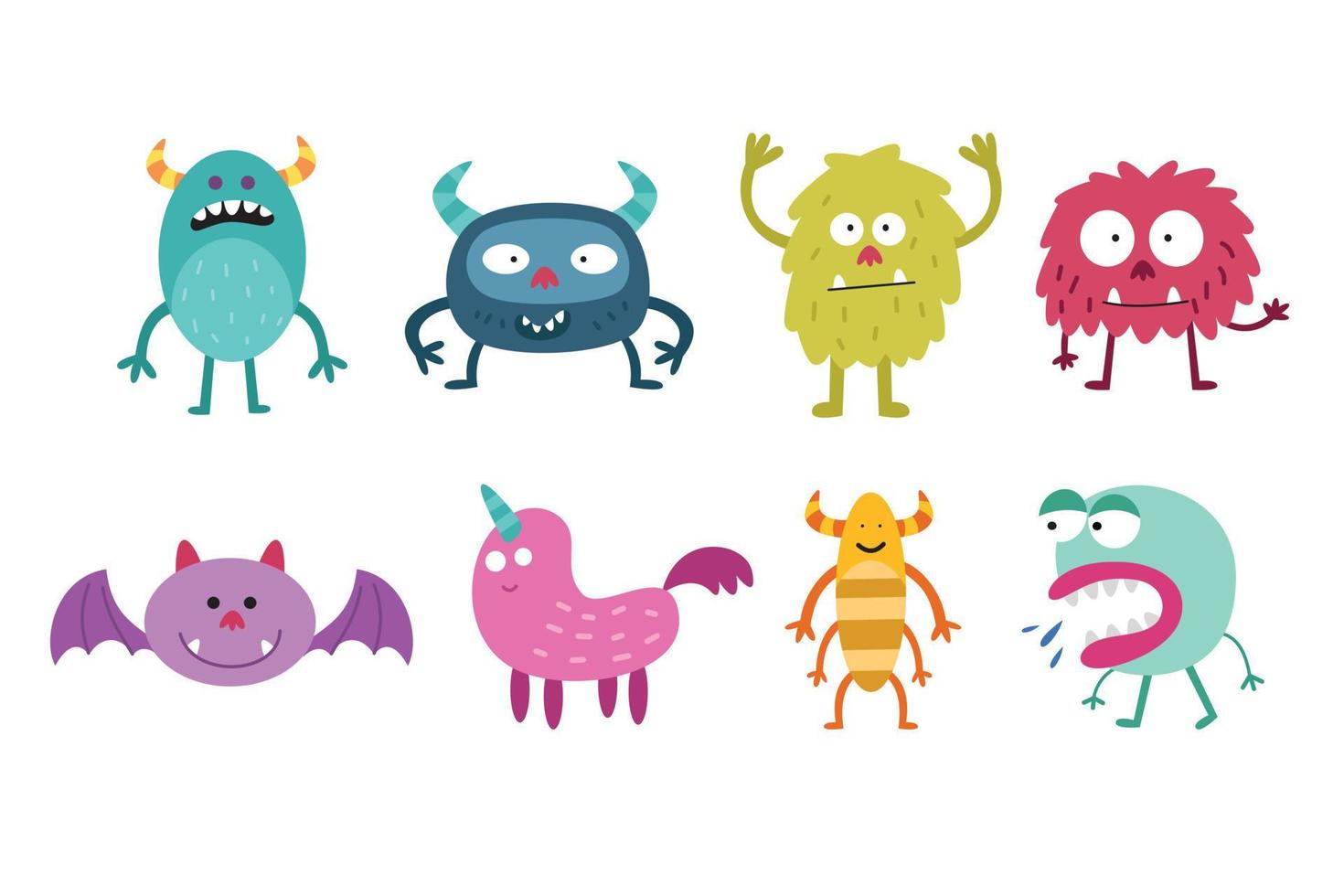 Collection of cute monster in childish style vector