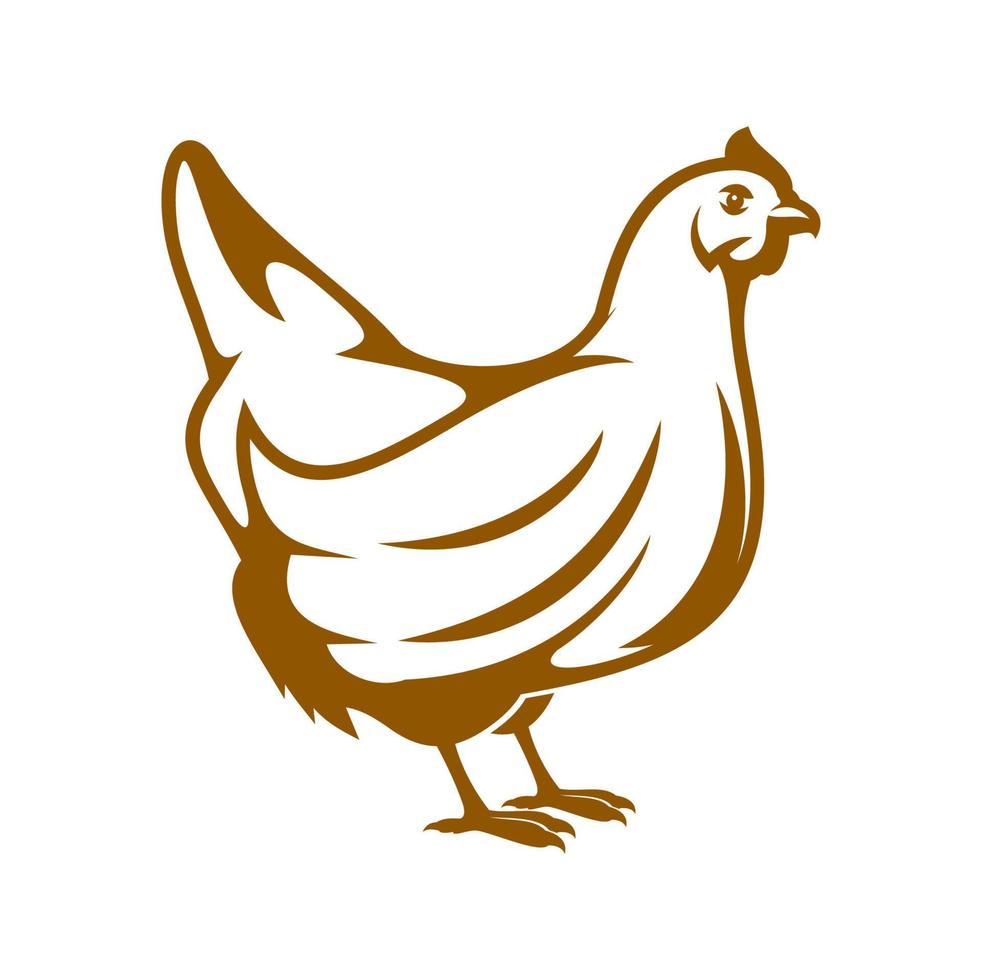 Poultry farm, hen and chicken graphic icon vector