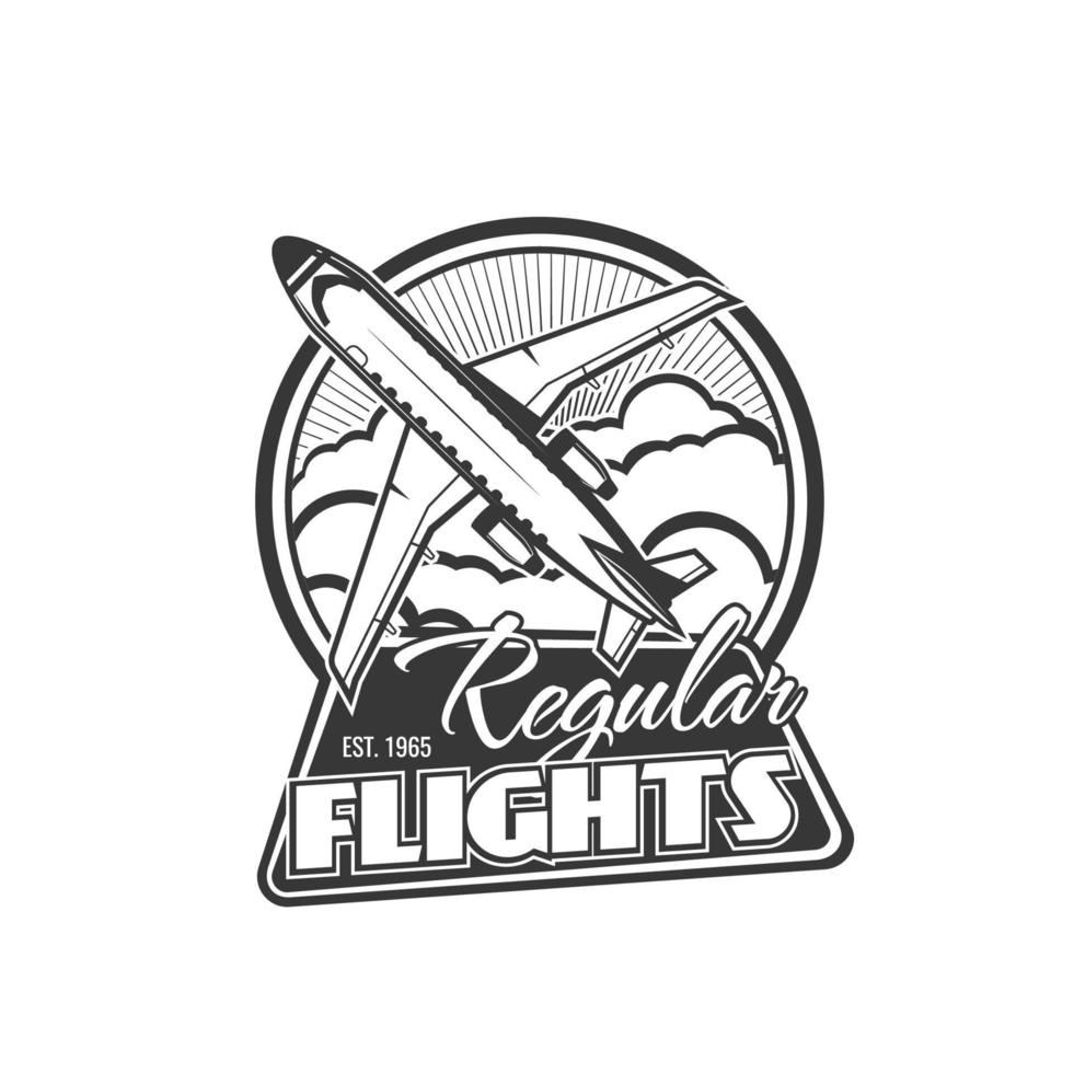 regular aviación vuelos monocromo retro icono vector