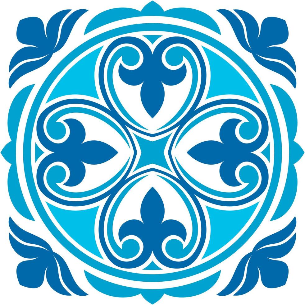 Moroccan Azulejo tile pattern, majolica, talavera vector