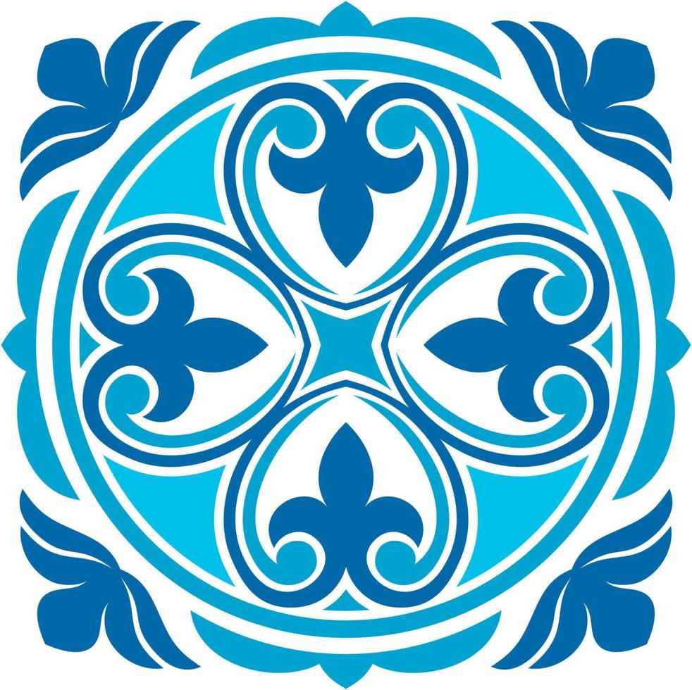 Moroccan Azulejo tile pattern, majolica, talavera vector