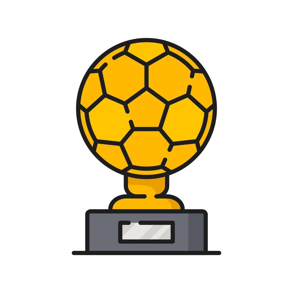 Football soccer trophy cup, gold sport prize icon vector