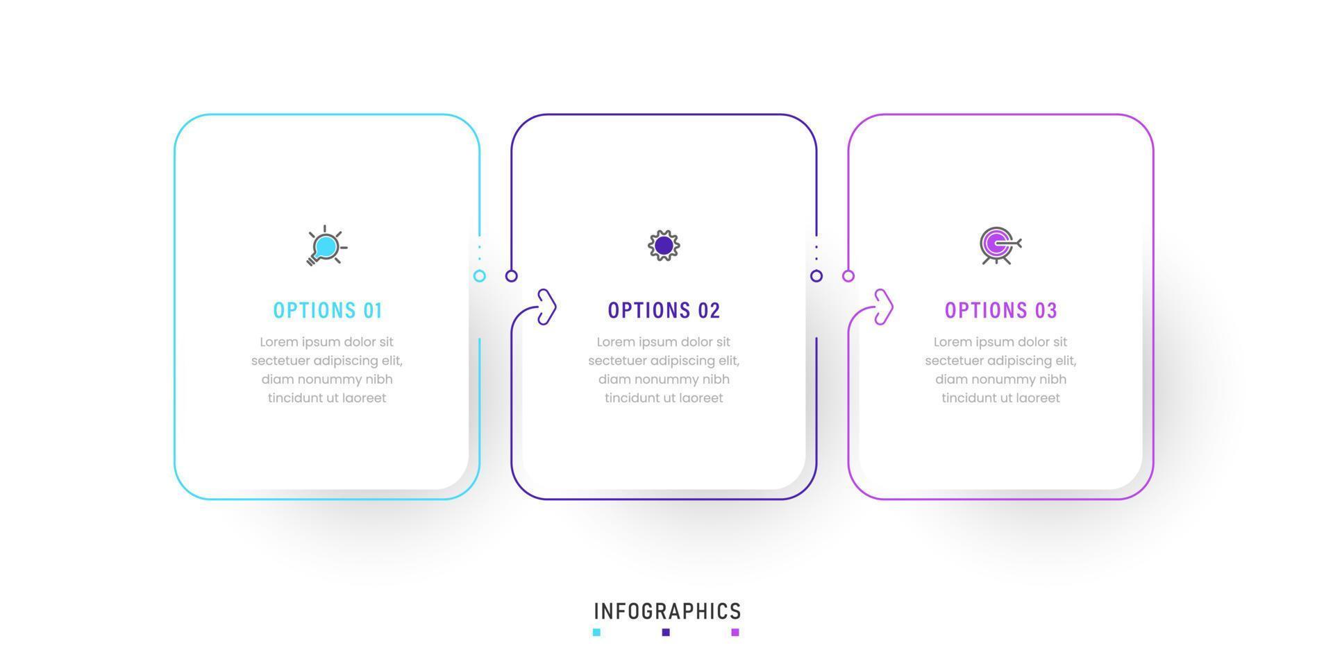 Vector Infographic label design template with icons and 3 options or steps. Can be used for process diagram, presentations, workflow layout, banner, flow chart, info graph.