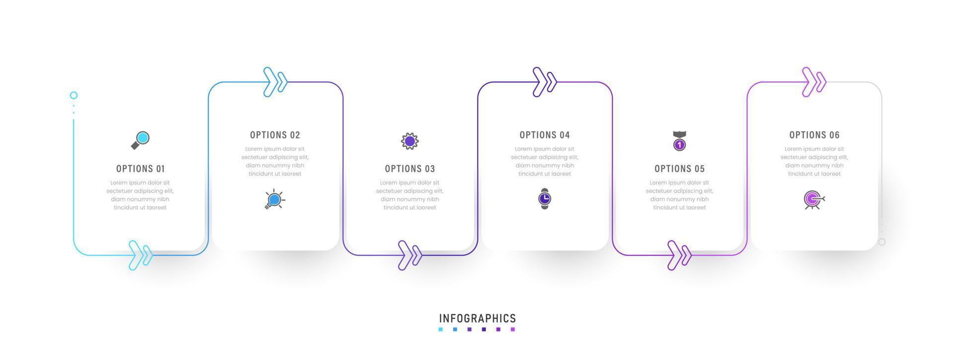 Vector Infographic label design template with icons and 6 options or steps. Can be used for process diagram, presentations, workflow layout, banner, flow chart, info graph.