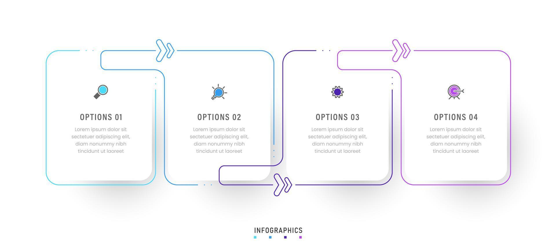 Vector Infographic label design template with icons and 4 options or steps. Can be used for process diagram, presentations, workflow layout, banner, flow chart, info graph.