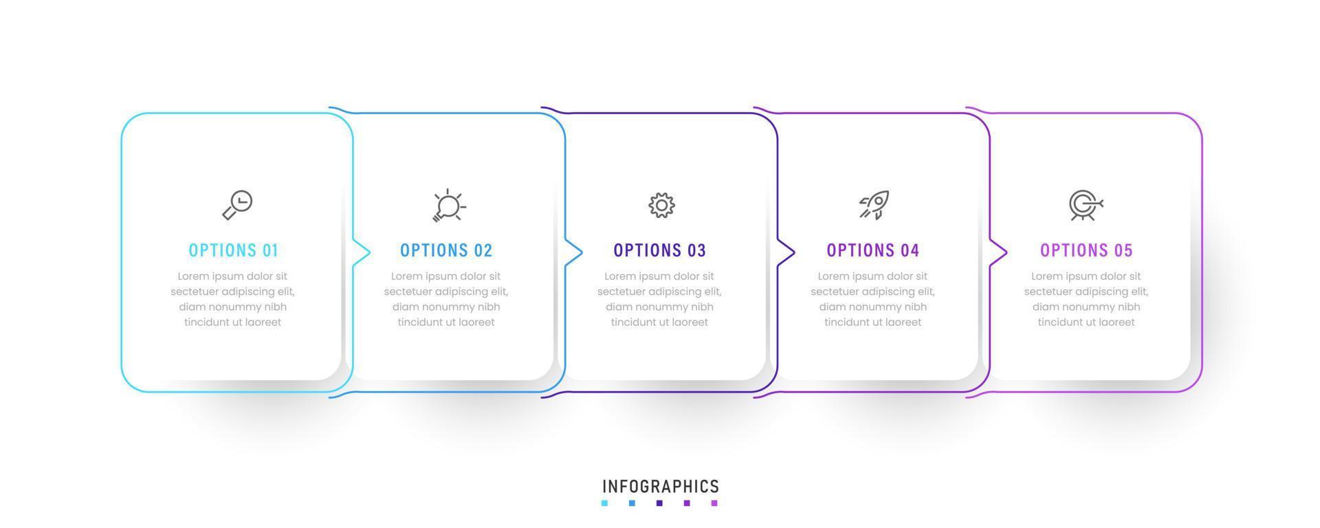 Vector Infographic label design template with icons and 5 options or steps. Can be used for process diagram, presentations, workflow layout, banner, flow chart, info graph.
