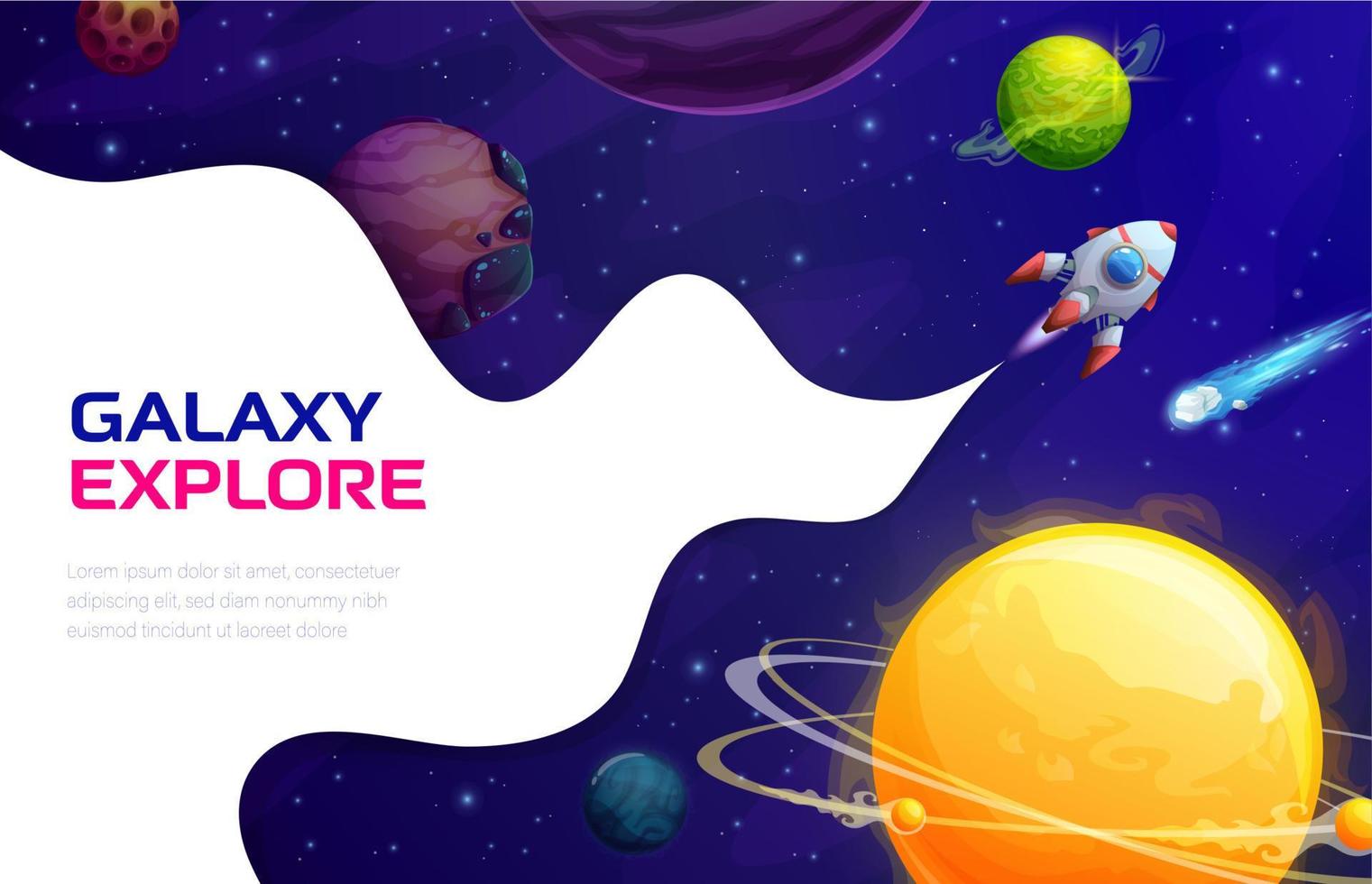 Space landing page, vector background with rocket 19613772 Vector Art