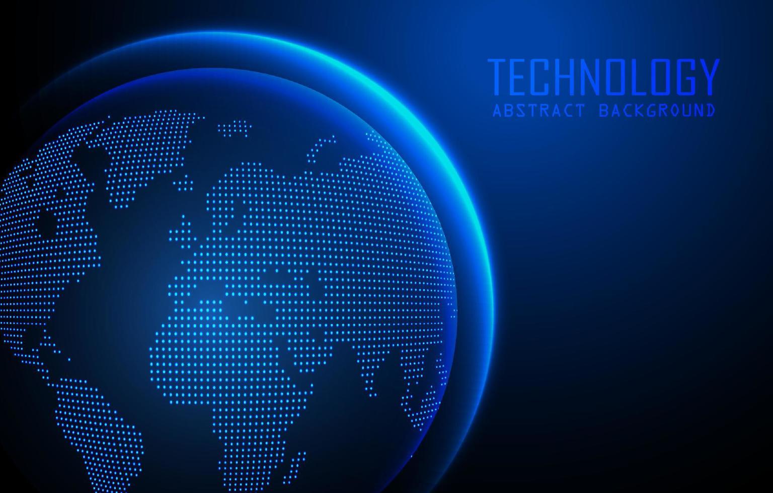 holograma de mapa del mundo moderno sobre fondo de tecnología vector