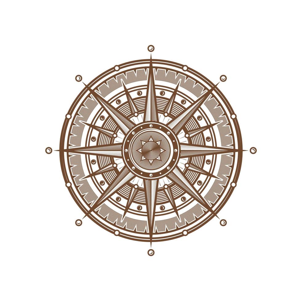 Compass, wind rose sailing geography symbol vector