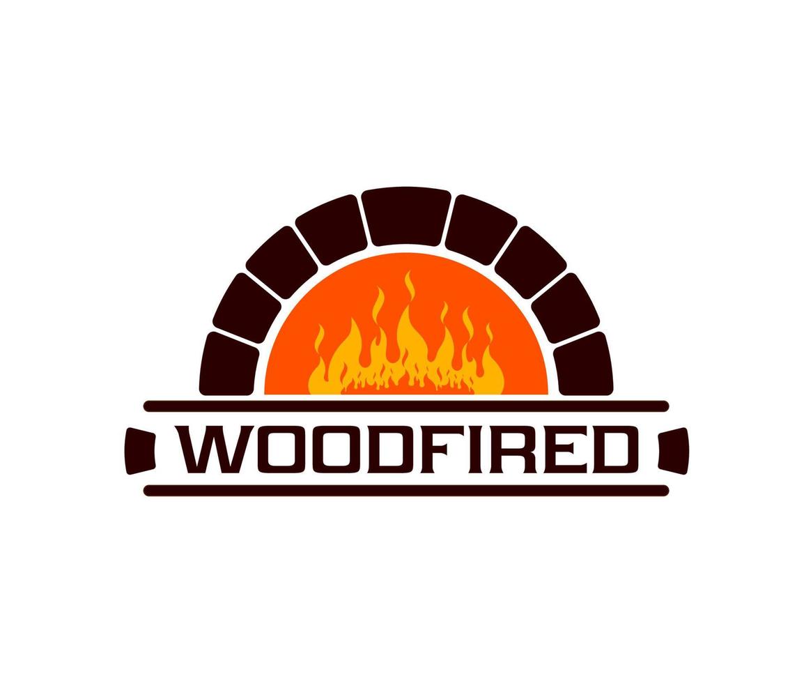 Fireplace, firewood chimney, pizzeria oven icon vector