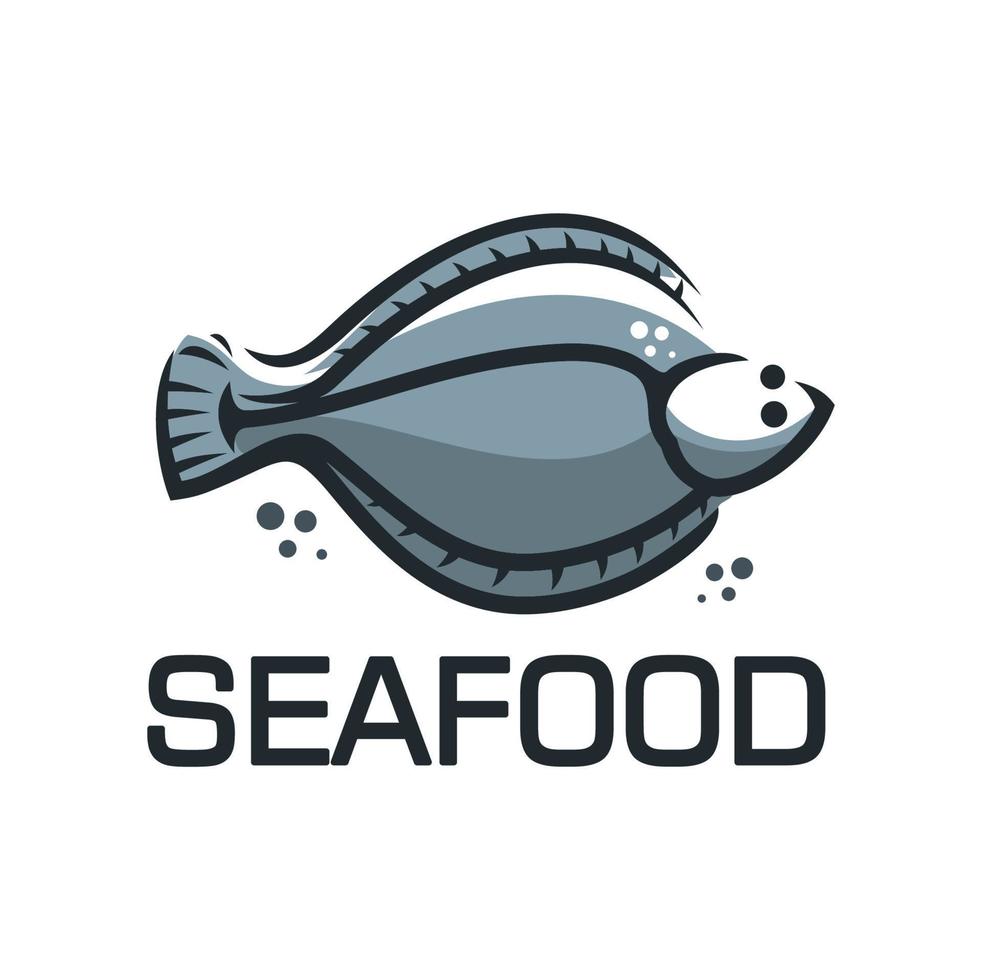 Flounder seafood restaurant meal menu icon vector