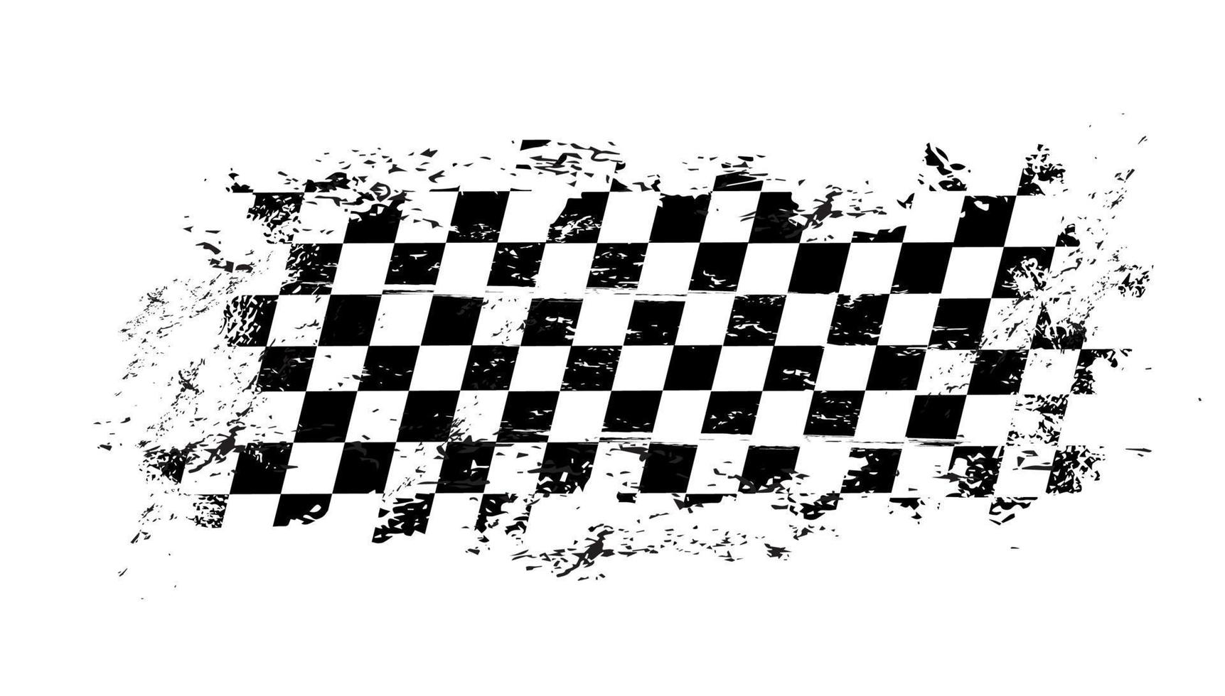 Grunge race flag, vector checkered sport racing