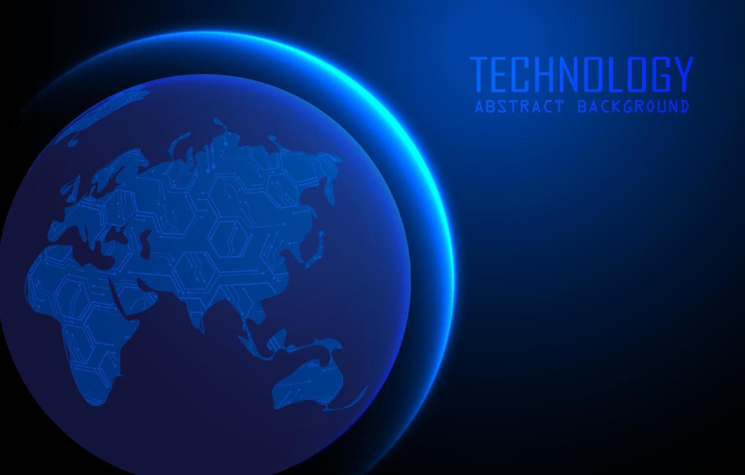 holograma de mapa del mundo moderno sobre fondo de tecnología vector