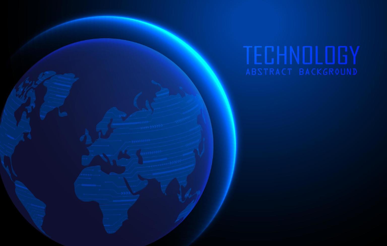 holograma de mapa del mundo moderno sobre fondo de tecnología vector